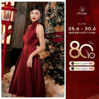 Đầm tiệc HeraDG dáng xòe hở eo chiết ly chân điệu đà sang trọng WDPBB3062