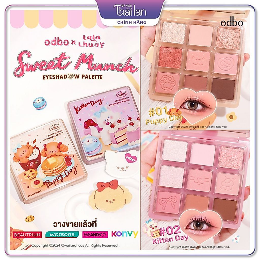 Phấn Mắt ODBO 9 ô màu OD2024 Eyeshadow Palette Bảng Mắt Mèo, Bảng Mắt Cún