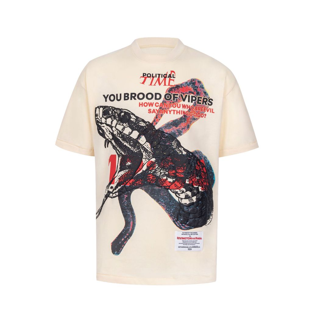 F4ZS RRR123 Collaborative python letter print street hip-hop loose fit short-sleeve shirt with small