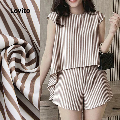 Lovito Bộ Quần Short Phong cách thường ngày Thích Hợp Mặc Đi Làm Dạo Phố Cài Nút Mùa Xuân/hè Dành Cho Nữ L164ED255