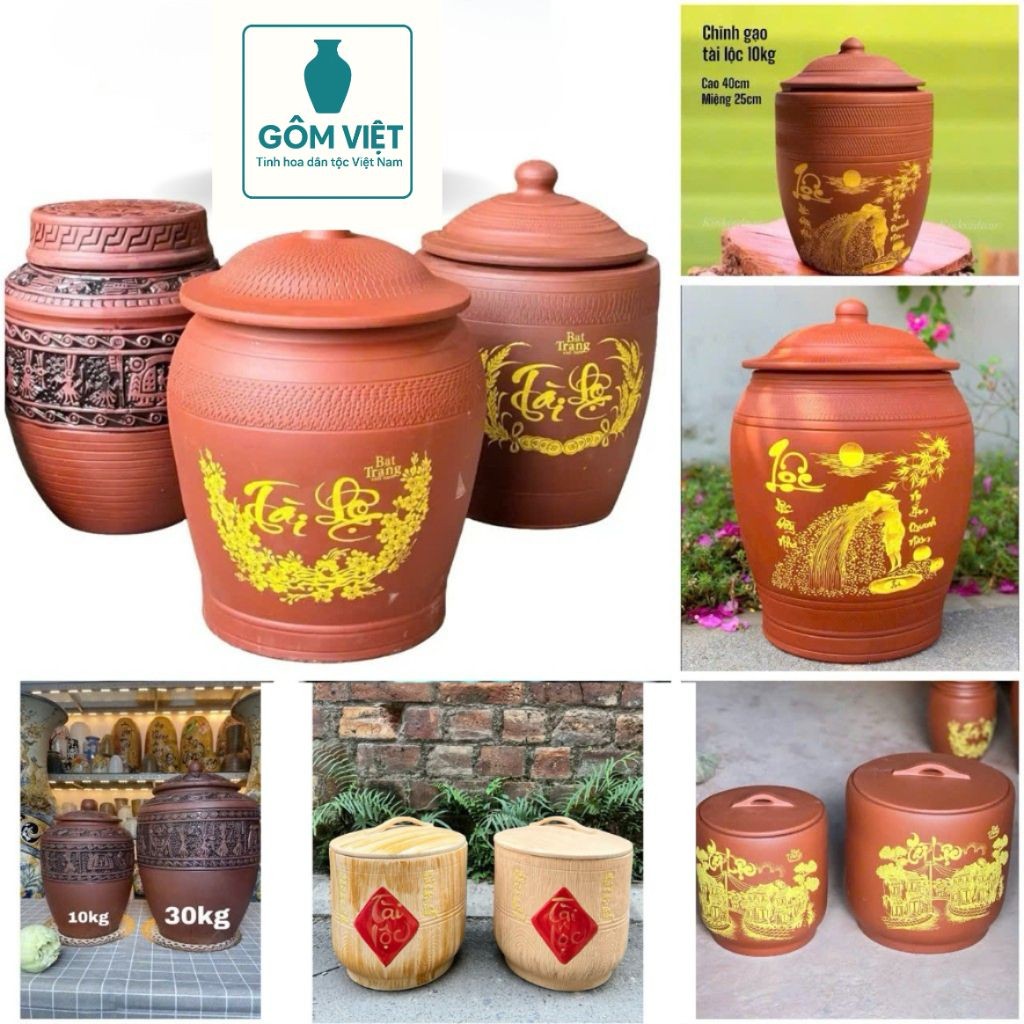 Hũ gạo Tài Lộc bằng gốm Bát Tràng – Lưu trữ gạo chuẩn phong thủy,giúp thu hút vượng khí