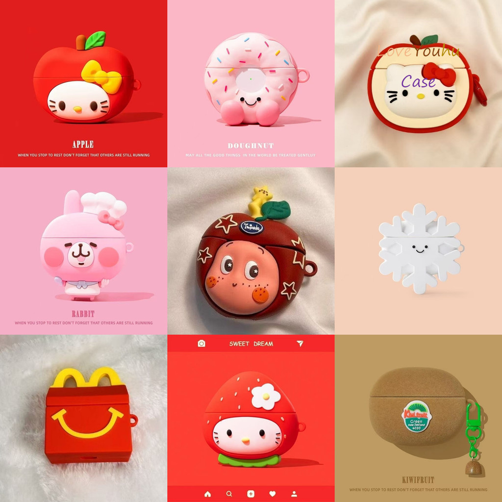 Loveyouhu Dành Cho HOCO EW76 EW77 EW78 ốp tai ng Case Tai Nghe Cá Tính apple girl donut kiwi Họa Tiế