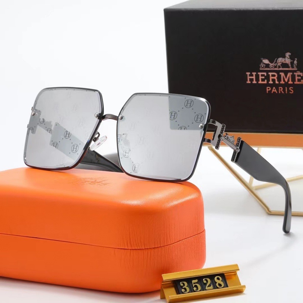 Hermes Xu Hướng Thời Trang Kính Mát Khung Lớn uv400 Nam Nữ Kính Mát sk