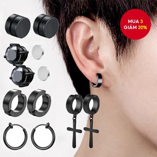 Kẹp từ tính trên bông tai có CZ cho nam và nữ Không xỏ khuyên phong cách Punk