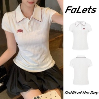  Áo Polo baby tee ôm body Tay Ngắn Cổ Slim-Fit Phong Cách Preppy Màu Trắng Phù Hợp Cho Mùa Hè 