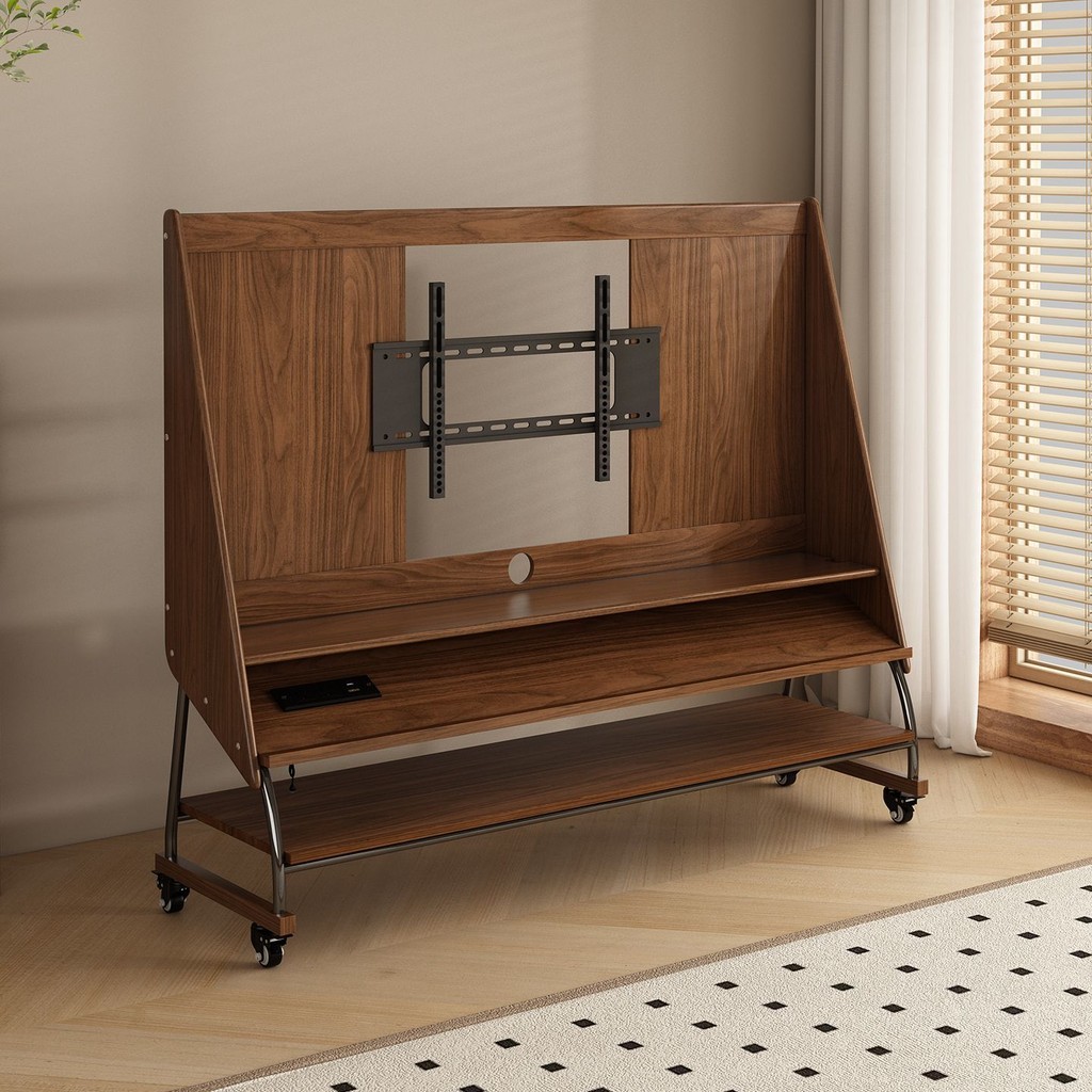 Tủ TV di động bằng gỗ nguyên khối