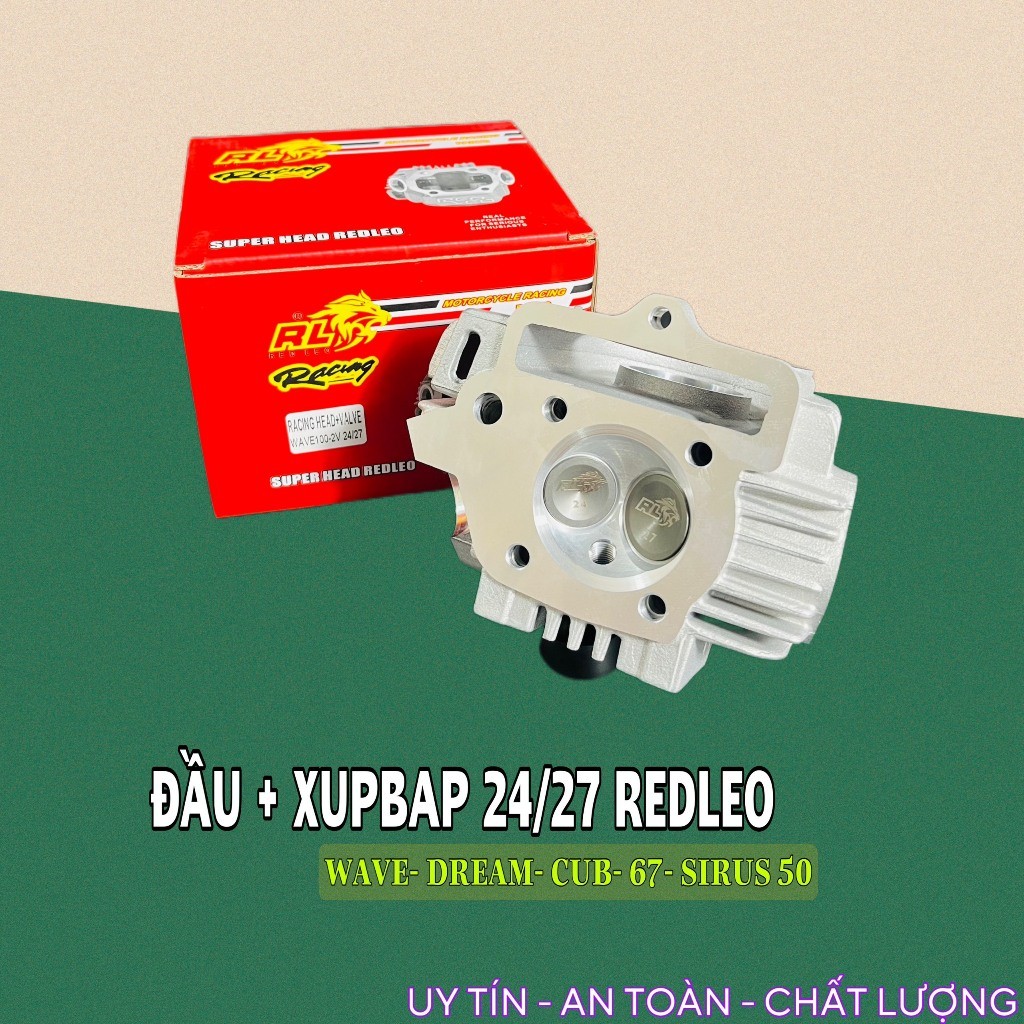 Combo đầu lòng dên piston bạc 54 REDLEO wave , dream chính hãng >>
