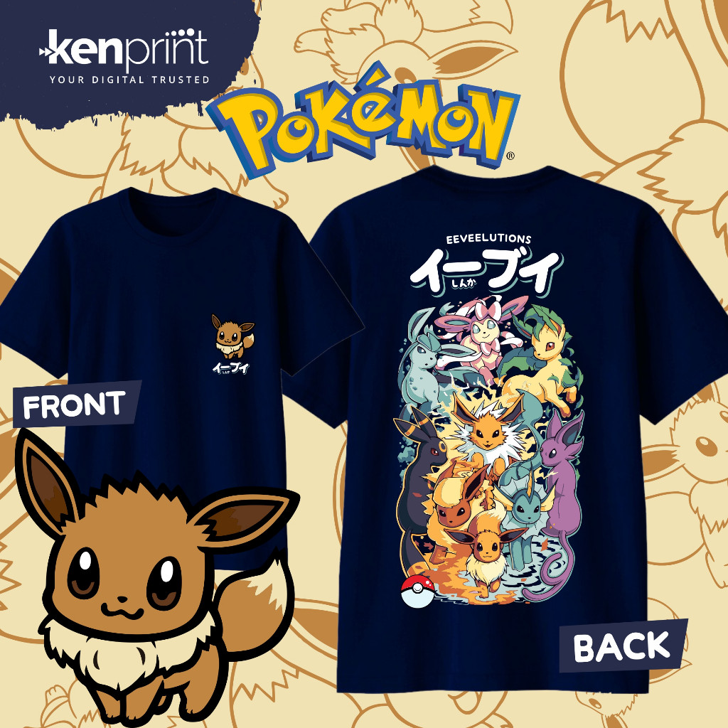 Áo thun Pokemon | Eevee Eevee | Tiến hóa | Áo thun Eevee Evolution Microfiber Jersey