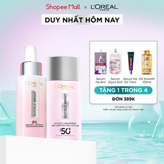 Bộ serum dưỡng sáng Glycolic Bright 8% 30ml & Sữa chống nắng phổ rộng dưỡng sáng da L'Oreal Paris 50ml SPF50+ PA++++
