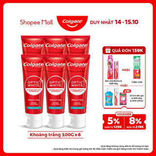 Bộ 6 Kem Đánh Răng Colgate trắng răng Optic White trắng trong 7 ngày từ tinh thể khoáng trắng 100g