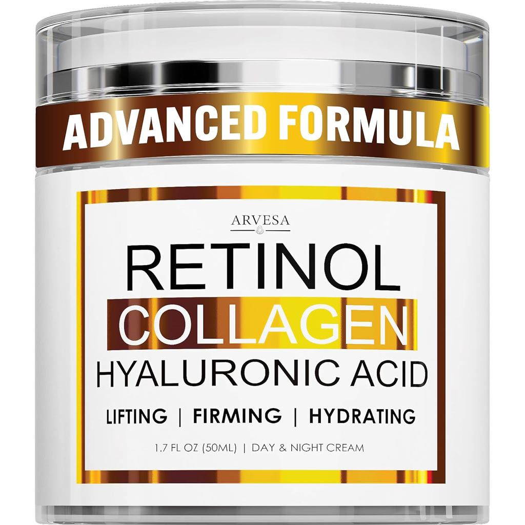 RetinolforFacewithCollagenandHyaluronicAcid-AntiAgingWrinkleforWomenandMen-DayandNightFacialMoisturi
