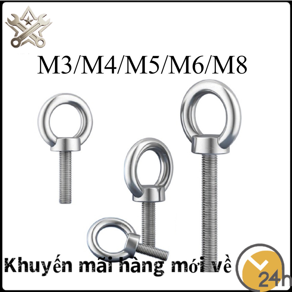 Bulong móc cẩu/ bulong tai cẩu/bulong mắt  inox 304 M10-M16【XIN-VN01】