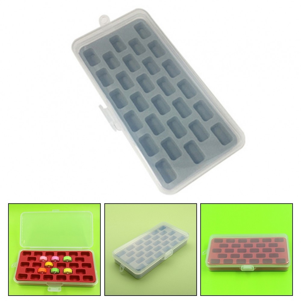 [DOLLDOLL-VN]Storage Case Accessories Plastic Red/grey Color 18*9.8*3.1cm 28 Squares