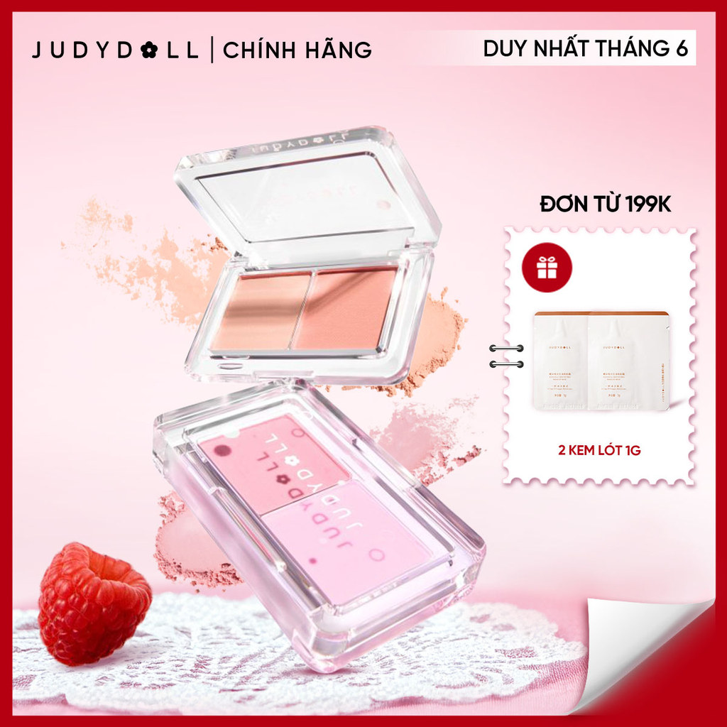 [NEW] JUDYDOLL Phấn Má Hồng 02 Ô Dual Color Blush Mịn lì Chuẩn Màu Dễ Tán Bắt sáng lì 3,9g