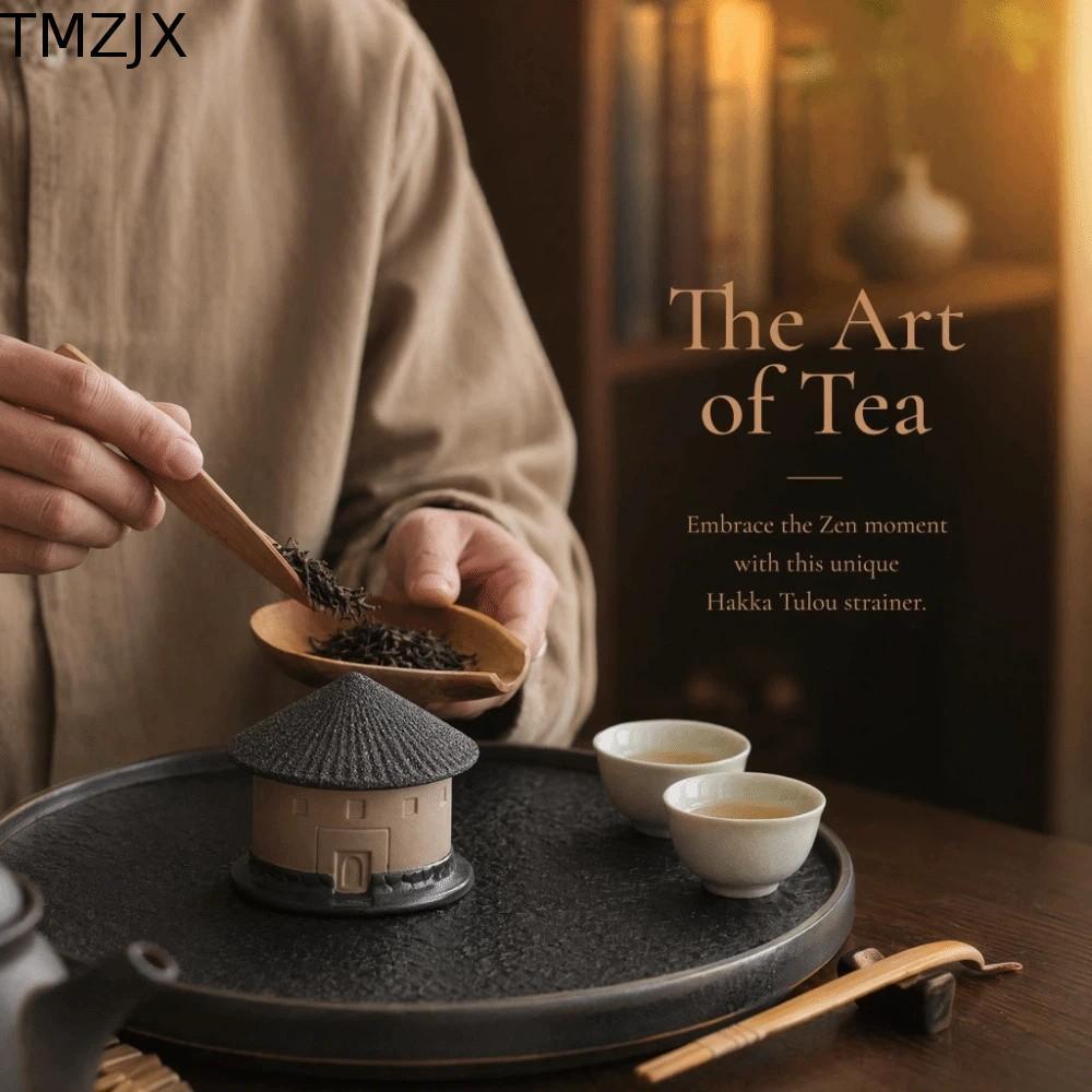 Máy lọc trà TMZJX Hakka Tulou, Bộ lọc cà phê gốm siêu xốp không xốp di động, Lễ trà tái sử dụng sáng