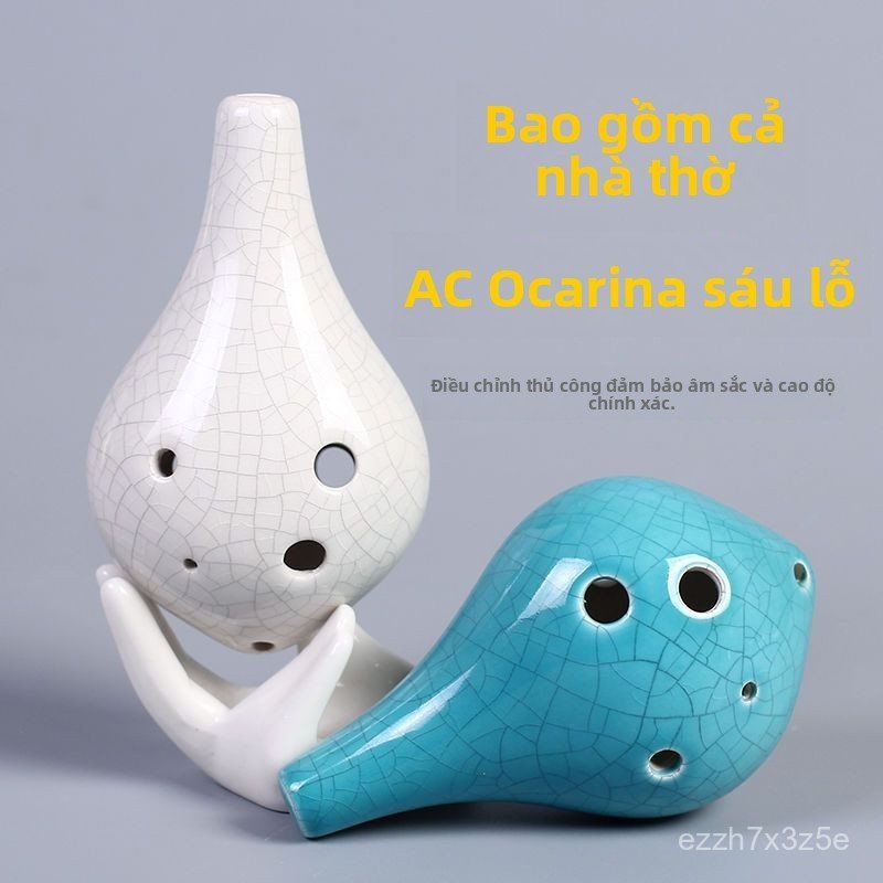 Kèn Ocarina 6 lỗ tone AC chuyên nghiệp bằng gốm chính hãng nhạc cụ thổi hơi tự học cho người lớn và 
