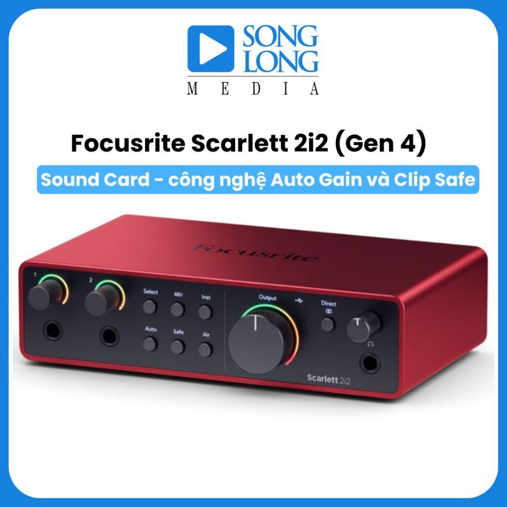 SOUNDCARD THU ÂM FOCUSRITE SCARLETT 2I2 (GEN 4) - Chính hãng phân phối