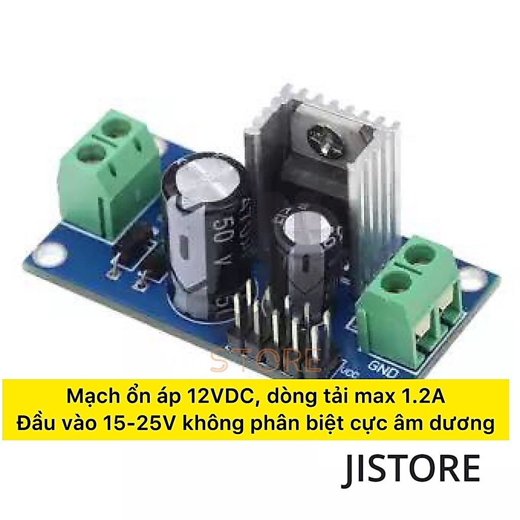 LM7812 Mạch Ổn Áp 12VDC 1.2A cho nguồn cấp đầu vào AC/DC 15-25V không phân biệt âm dương