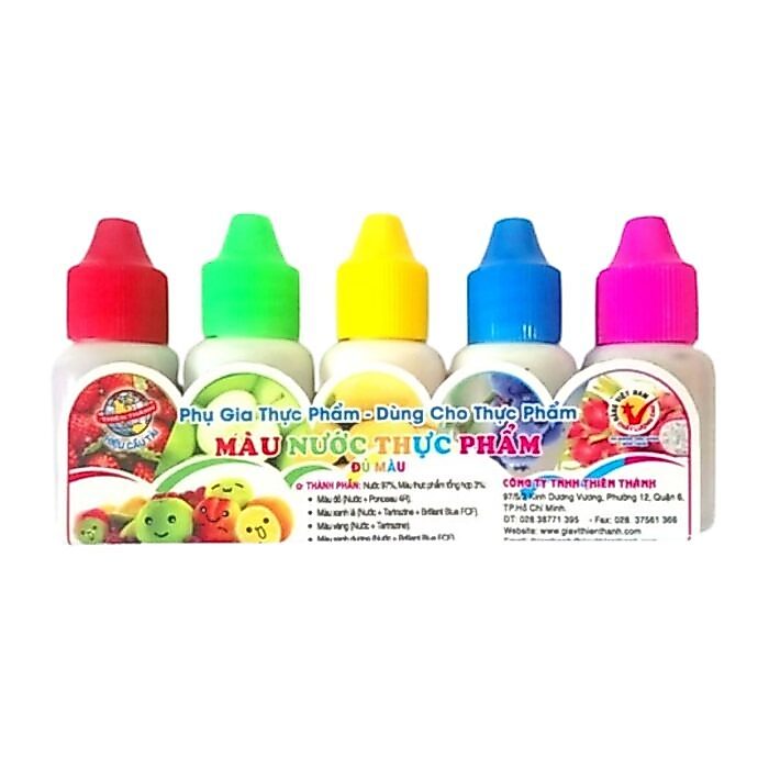 Set 5 Màu Nước Thực Phẩm 10ml(size lớn)
