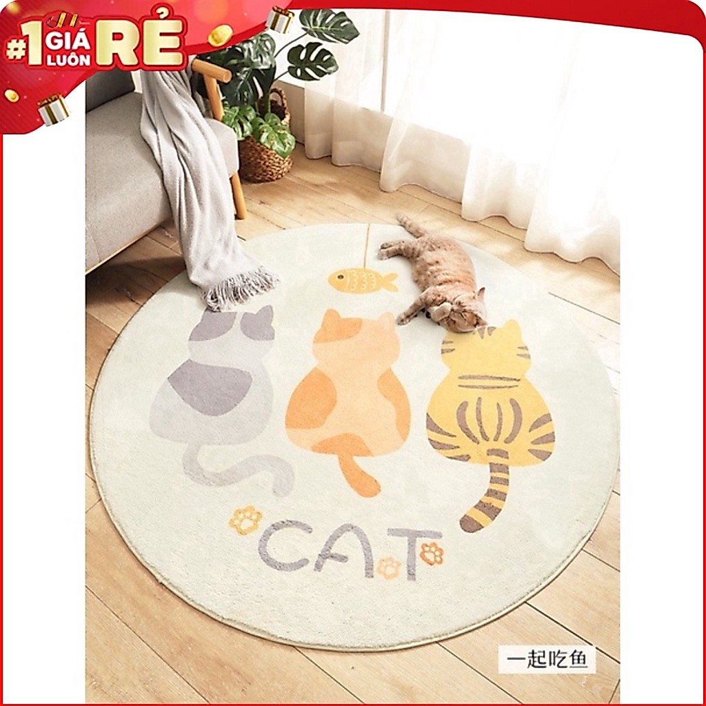 Thảm lông cừu tròn derco đường kính 1m- Kanta store