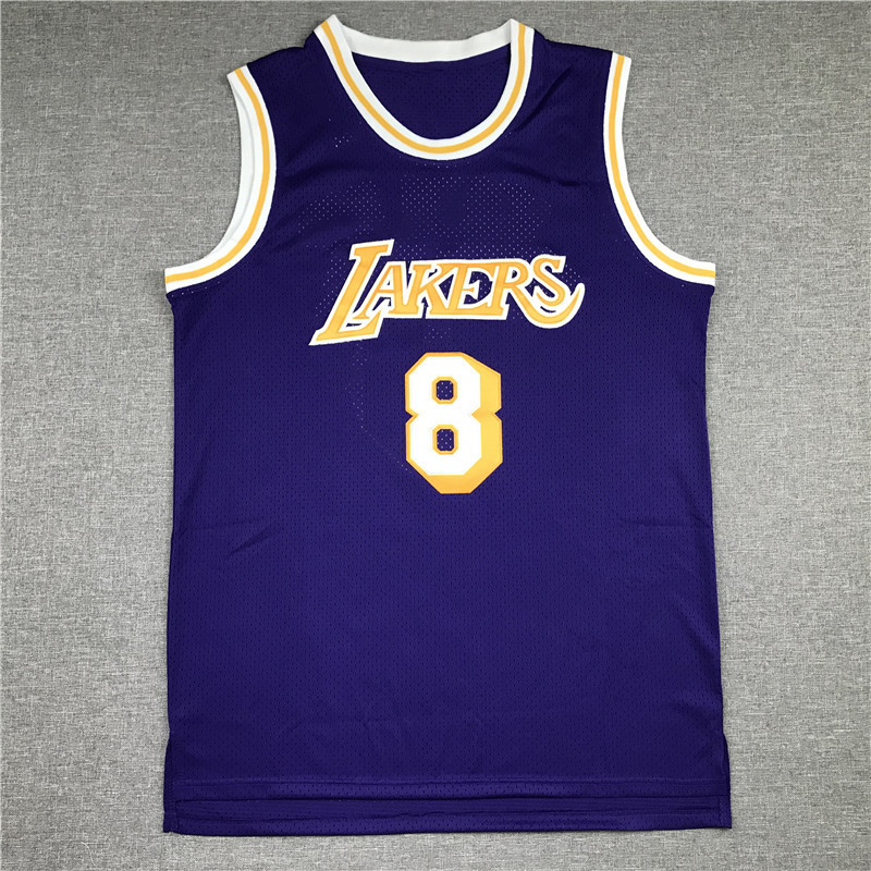 Áo đấu BASKETBALL Jersey LAKERS MN Retro Thêu Áo Vest Thể Thao 8 KOBE LAKERS BASKETBALL