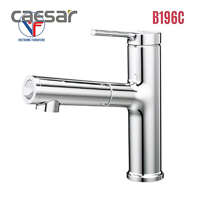 Vòi lavabo rửa mặt nóng lạnh Caesar B196C, vòi lavabo dây rút