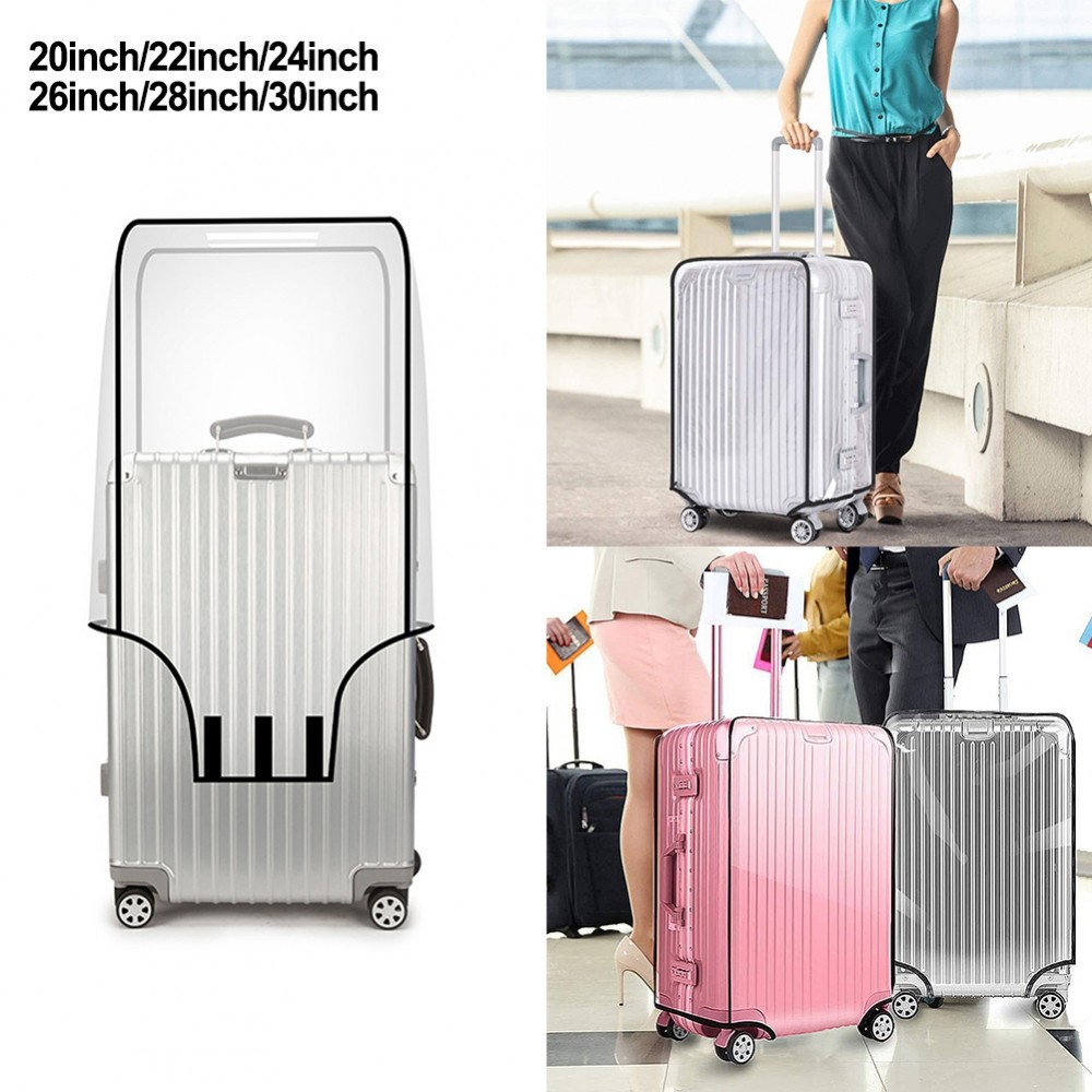 [DOLLDOLL-VN]Luggage Cover Wearable Easy To Put On PVC Transparent+black Waterproof