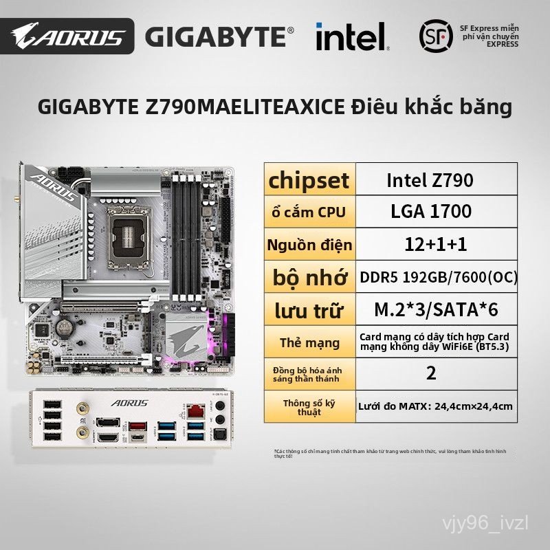 Mainboard Z790M AORUS ELITE AX ICE DDR5 chuyên gaming thiết kế màu trắng hiệu năng cực cao ổn định
