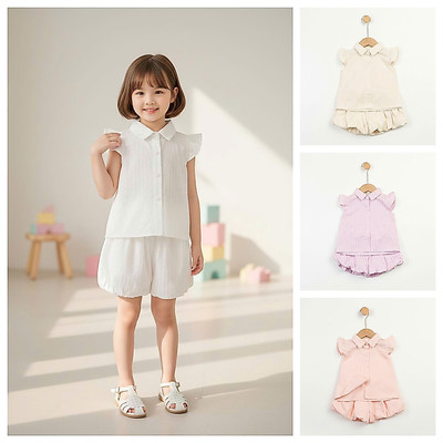 Bộ thời trang LITIBABY ngắn tay mùa hè cho bé gái 11kg - 28kg