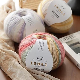 200g / Cuộn 458M Đan Len Cotton Acryilc Sợi Chuyển Màu Sắc Cầu Vồng Thân Thiện Với Da Cho Tay Đan Móc Thu Đông Áo Len Khăn Mũ Chủ Đề