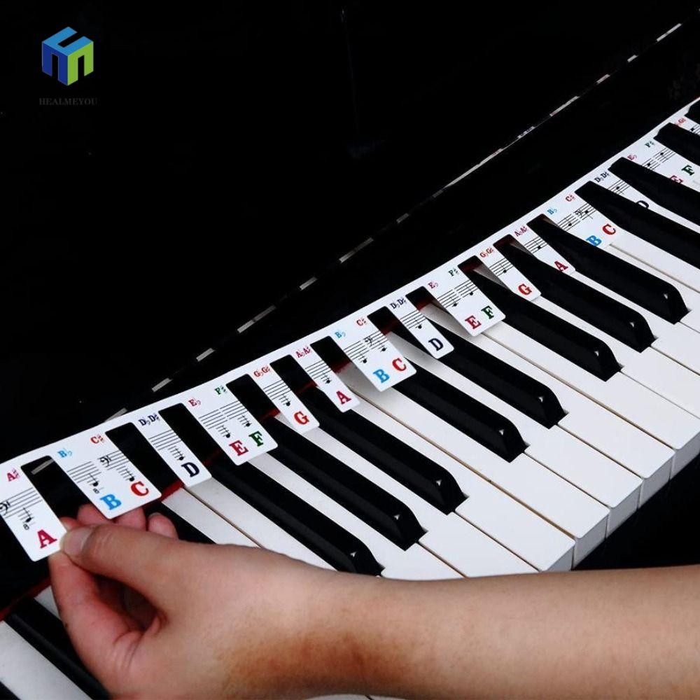 HEALMEYOU Nhãn Chìa Khóa Đàn Piano, Có Thể Tái Sử Dụng 88 Phím Đàn Piano Ghi Chú, Ngón Tay Đàn Piano Silicon Có Thể Tháo Rời Nhiều Màu Sắc Miếng Dán Bàn Phím Đàn Piano Người Mới Bắt Đầu