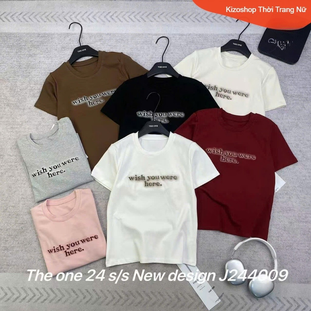 Áo thun nữ tay ngắn cổ tròn thêu chữ wish you hàng Quảng Châu form vừa mùa hè hàn quốc 244009 6 G34