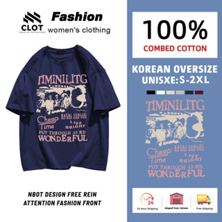  áo phông nữ cổ tròn Xanh đậm oversize 100%cotton áo girl phố style xinh CLOT áo thun local brand 