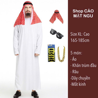 [HỎA TỐC] Đồ cosplay Đại Gia Dubai Hoàng tử Ả Rập Hóa trang người giàu Đám cưới miền Tây Halloween