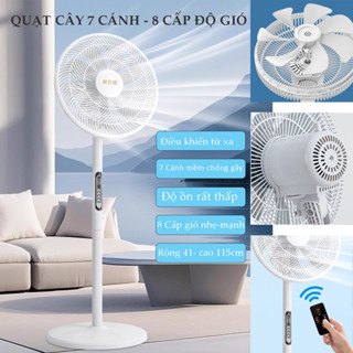Quạt Cây Đứng Điều Khiển Từ Xa Quạt Điện 7 Cánh 8 Cấp Độ Siêu Mát bản cao lớn