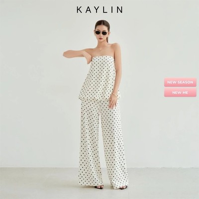 Set KAYLIN áo quây phối quần dài chấm bi chất vải bố cotton phong cách cá  tính BST Thu Đông 2025 - SET32T7