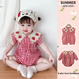 Mùa Hè Mới Quần Áo Cho Bé Mỏng Bé Gái Dâu Kẻ Sọc Body 0-24 Tháng Cho Bé Thoải Mái Và Thoáng Khí Siêu Dễ Thương Ngọt Ngào Nhỏ Tươi Áo Liền Quần Phong Cách Hàn Quốc