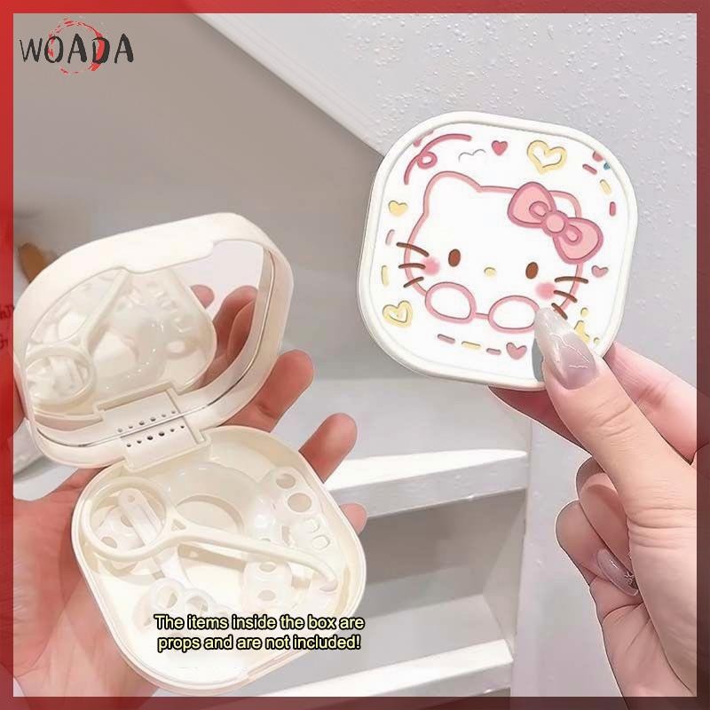 WOADA Sanrio Hello Kitty Răng Giả Hộp Bảo Quản Niềng Răng Giả Giữ Hộp Bảo Vệ Răng Giả Giả Hộp Đựng R