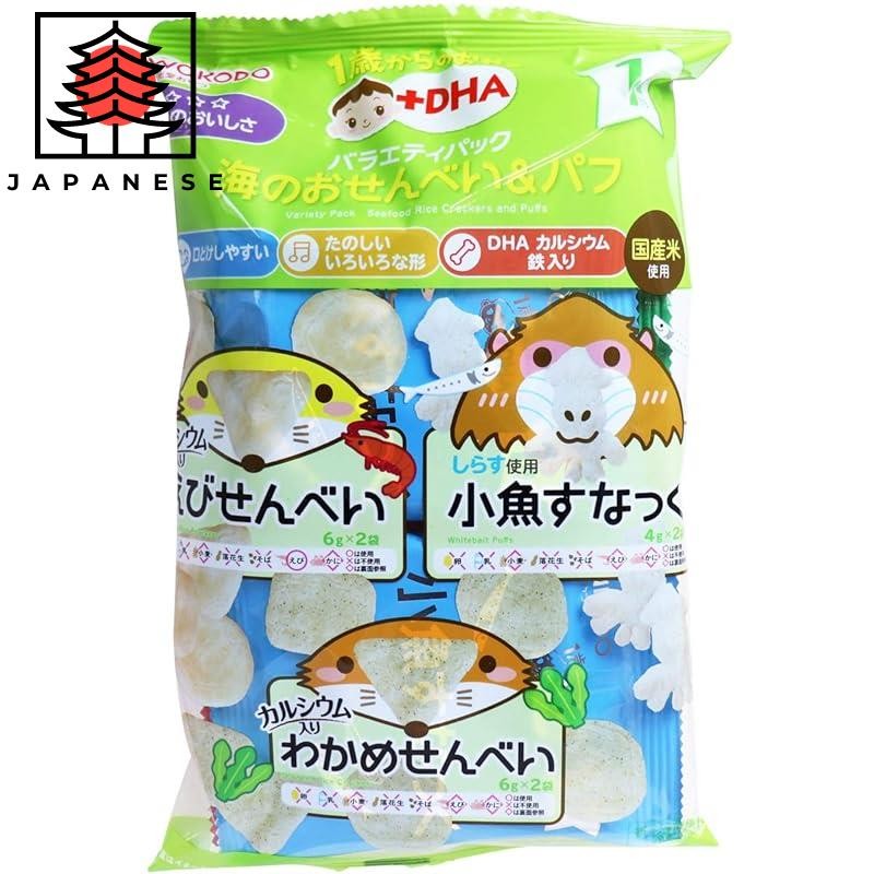 【Direct from JP】Snack+DHA for 1 Year Olds Variety Pack - Ocean Rice Crackers & Puffs 6pcs
Snack+DHA 