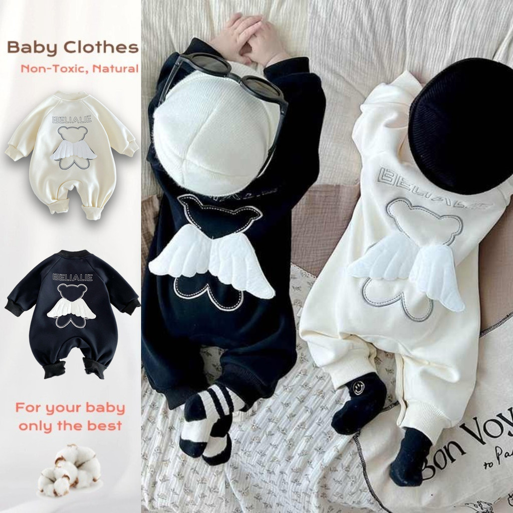Mùa Xuân Thu Mới Quần Áo Cho Bé Trai Bé Gái Một Lớp Dài Tay Body 0-36 Tháng Cho Bé Hoạt Hình Siêu Dễ Thương Cánh Gấu Romper Phong Cách Hàn Quốc