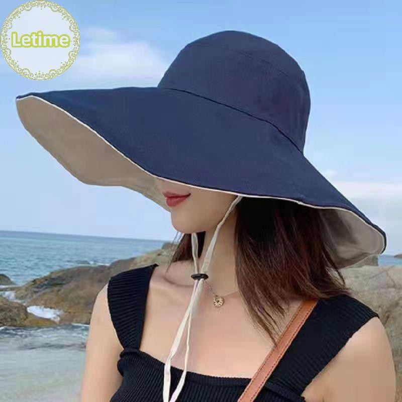 Letime Vành Rộng Mũ Chống Nắng Nữ Chống Tia UV Đi Bộ Đường Dài Người Cá Gấp Mùa Hè Chắc Chắn Mũ Đi B