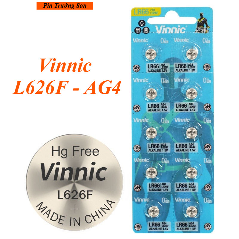 Pin đồng hồ VINNIC AG4 L626F LR66 LR626 AG4 Chính Hãng Vỉ 10 Viên