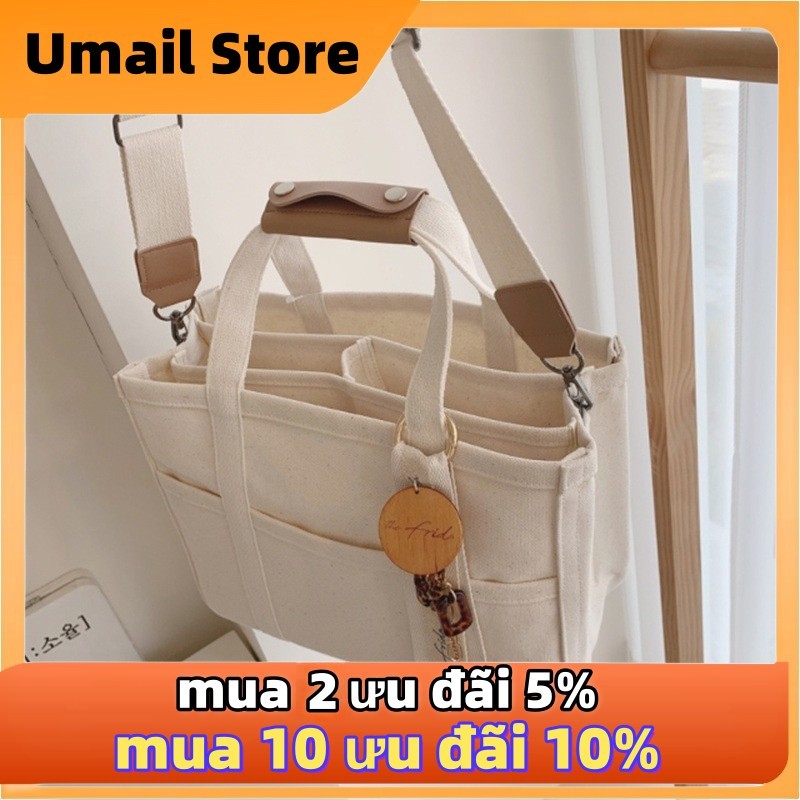 30*15*25CM,🛡️Túi Vải Canvas Tote Đeo Chéo Nữ, Túi Tote Bag Cỡ Lớn Dễ Phối, Túi Nhiều Ngăn Thông Minh