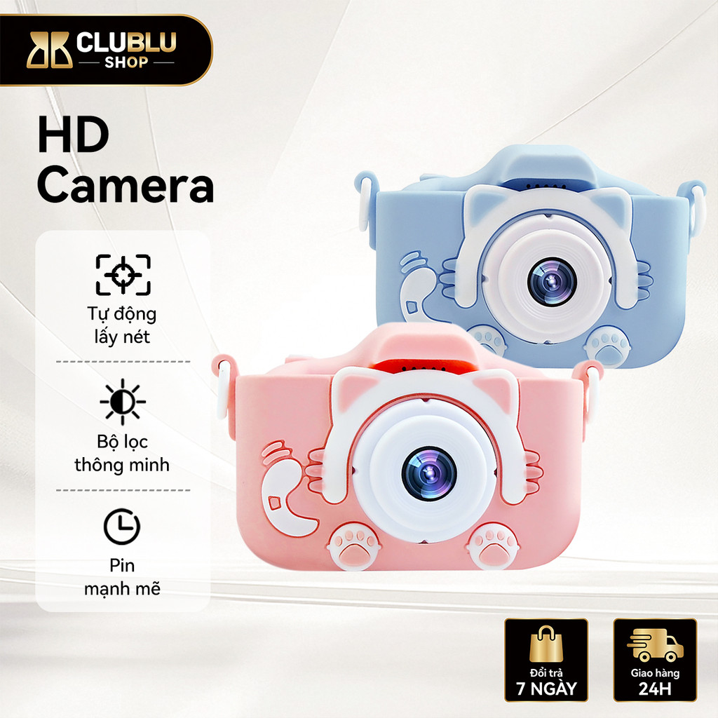 CLUBLU Máy Ảnh Kỹ Thuật Số Mini Mèo Camera-007 Cute Chụp Ảnh Quay Video Game Cho Bé Chống Sốc