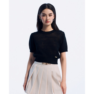 GIGI - Áo dệt kim croptop cổ tròn tay ngắn hiện đại_G1305K241707-66