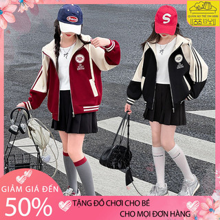 Áo khoác thu đông nữ mẫu EW, áo khoác bomber bé gái 18-52kg áo khoác bóng chày nỉ dày dặn, áo bomber bé gái, áo bé gái