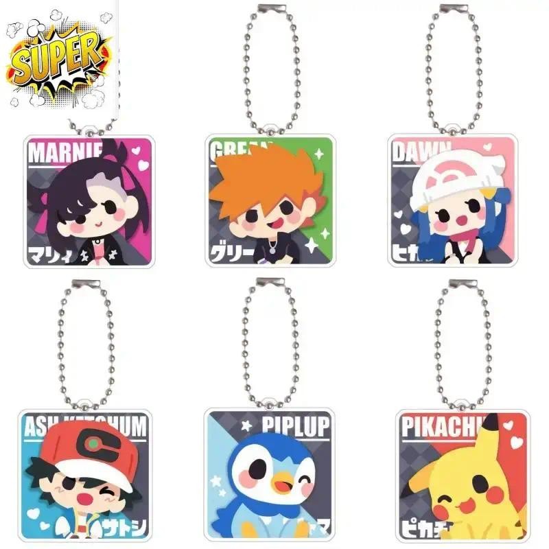 Pokemon Ash Ketchum Keychains Marnie Brock Piplup Dawn Kieran Serena Diy Acrylic Action Toy Figure 