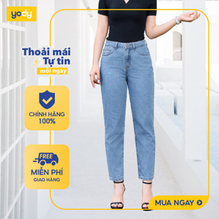  [SALE ĐG] Quần Jeans nữ dáng boy YODY dáng ôm không phai màu, không co rút QJN5058