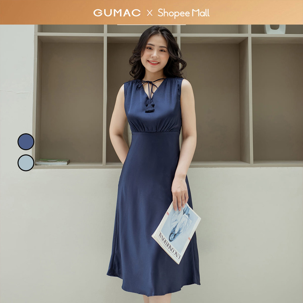 Đầm nữ GUMAC A nơ cách điệu  DD08042