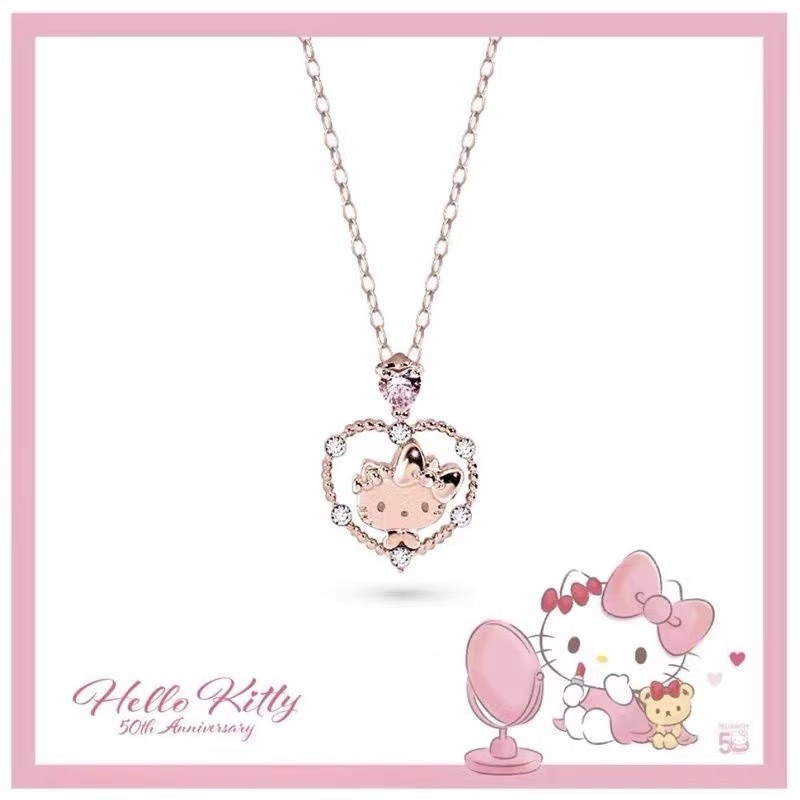 Dòng thứ 50 Hello Kitty - Vòng cổ Zircon pha lê Hello Kitty với thiết kế nữ tính IQE0
